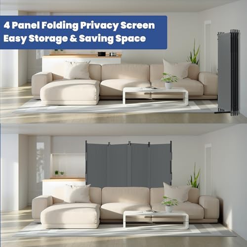 Room Divider, 4 Panel Upgraded 88” Folding Screen Highly Secretive - Image 6