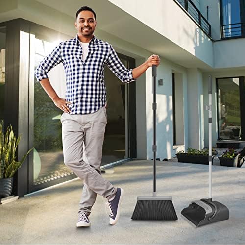 Broom and Dustpan Set for Home, Indoor&Outdoor Sweeping, Stand Up Broom and - Image 7