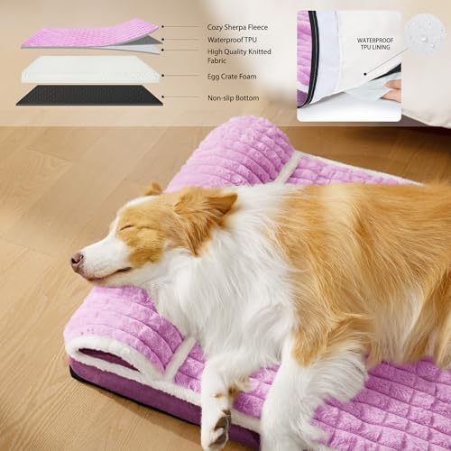 Orthopedic Large Dog Bed Pillow Pet Sofa Bed 42''X28'' Lilac - Image 3