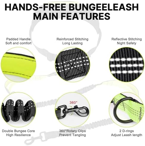 Hands Free Dog Leash for Medium Large Dogs, Waist Support Padded Bungee Dog - Image 5