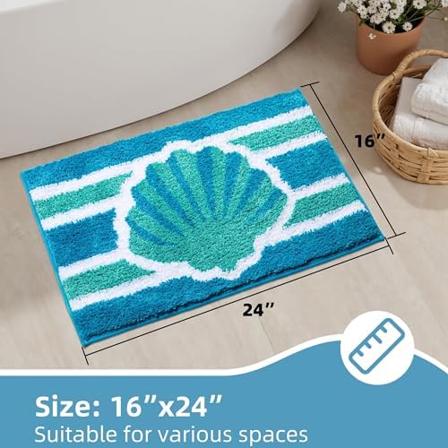 Seashell Beach Bathroom Rugs Non Slip Quick Dry Fluffy - Image 2