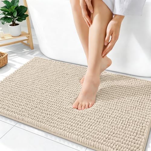 OLANLY Thick Chenille Bathroom Rugs 36x24, Soft Absorbent Bath Mat by OLANLY