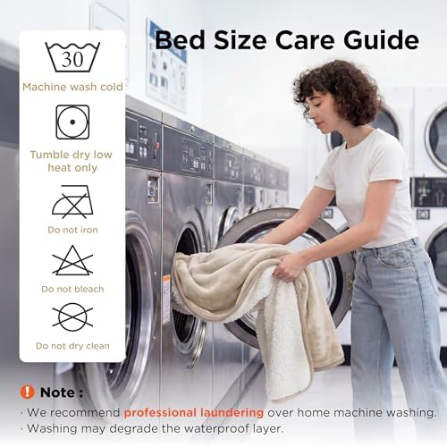 Bedsure Waterproof Blanket for Bed Soft Sherpa Fleece Throw, King 108"x86" - Image 4