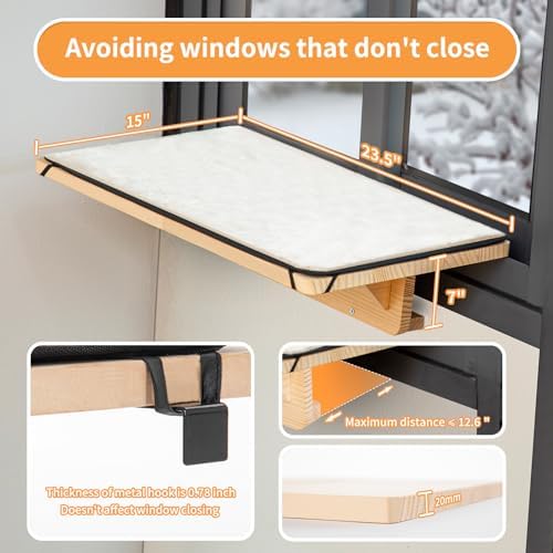 Petsfit 2 Cats Design Cat Window Perch, Natural Wood - Image 3