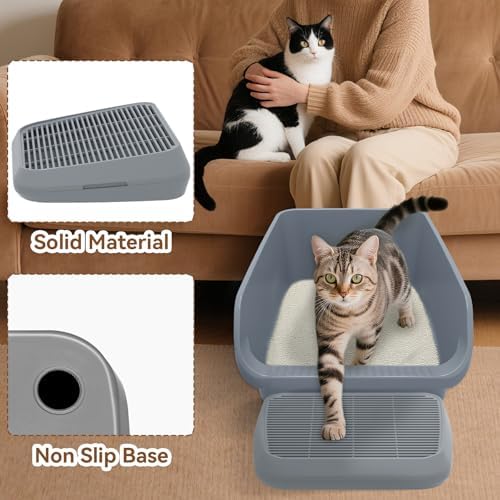 Elevated Litter Box Ramp/Steps for Kittens & Old Cats, Washable Litter Catcher - Image 6