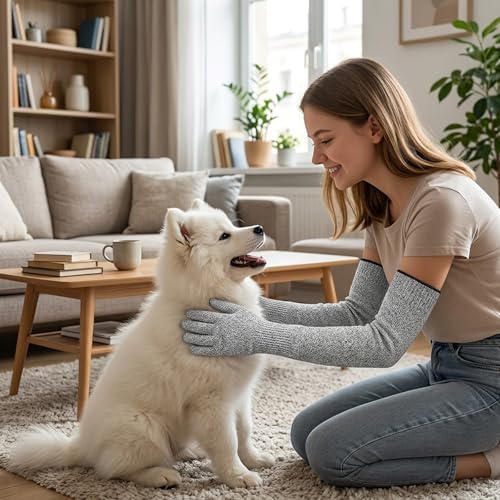 QYANGG Cat Grooming Gloves, Ultra-Flexible Pet Handling Sleeves: 15.7” - Image 4