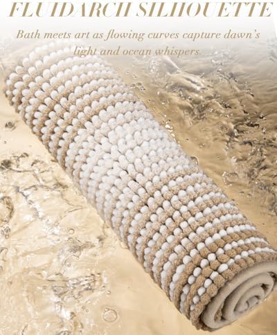BSICPRO Large Chenille Bathroom Rugs Runner, 20x47 Striped Bath Mats - Image 4