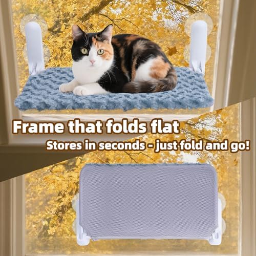 YUNIQUE Cat Window Perch, Upturned Edge Bracket, Portable Wall Hammock - Image 6