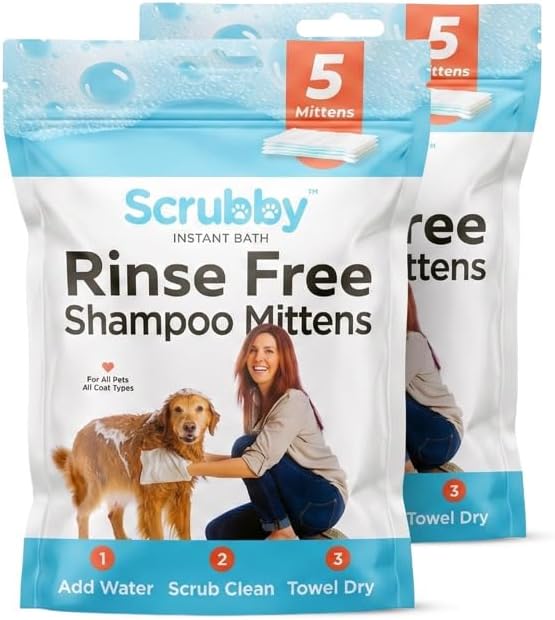Scrubby Pet No Rinse Pet Wipes | Rinse Free Shampoo Mittens | Dogs & Cats | by ScrubbyPet
