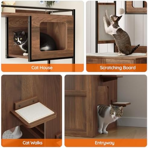 HOOBRO Cat Automatic Litter Box Enclosure Furniture, 30.5" L x 26.8" W x 61" H - Image 5