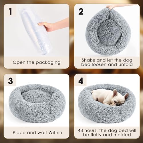 Hoewina Dog & Cat Bed for Indoor Cats, 20in Calming Donut Bed - Image 7