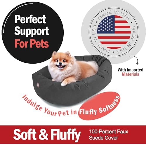 Majestic Pet 24 Inch Suede Calming Dog Bed Washable – Cozy Soft Round Dog Bed - Image 2