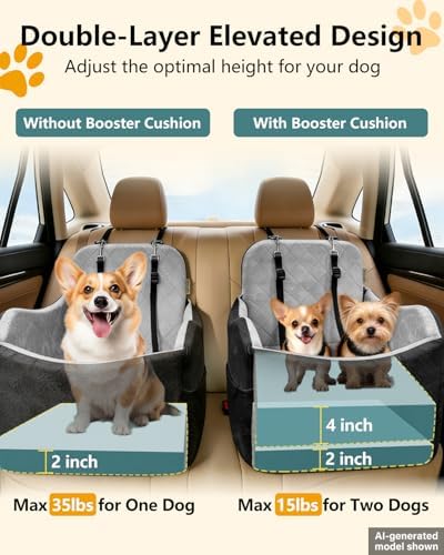 Dog Car Seat for Small Dogs Up to 35 lbs, Dog Bed for Car Fits Home Outdoor - Image 4