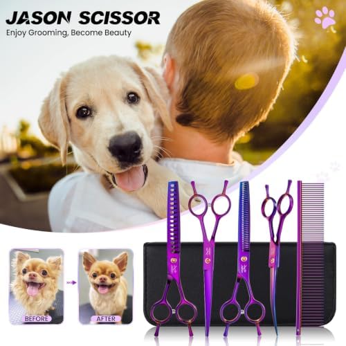 JASON Dog Grooming Scissors Set - 7 in 1 Professional Pet Sharp Shears Kit - Image 2