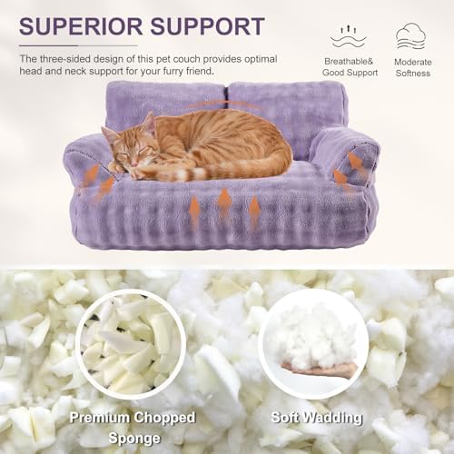 Cat Couch Bed, Cute Pet Sofa for Indoor Cats, Dusty Purple - Image 4