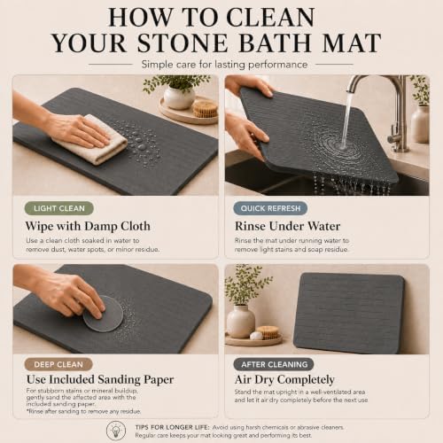 Stone Bath Mat – Diatomaceous Earth Quick Drying Non-Slip Bathroom Mat – - Image 5