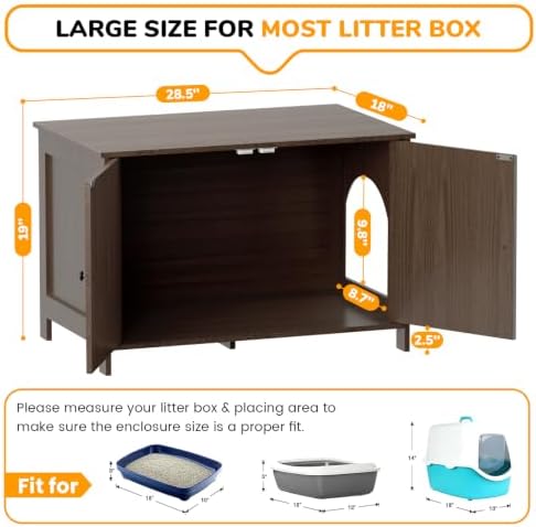 Cat Litter Box Enclosure Furniture Dog Proof, Hidden Kitty Washroom Cabinet Low - Image 4