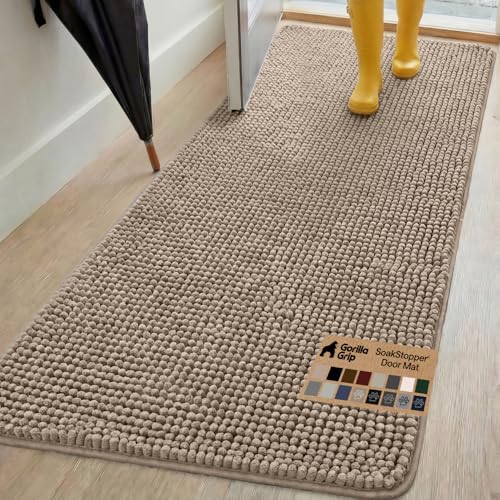 GORILLA GRIP SoakSTOPPER Dog Door Mat, Machine Wash and Dry, 70x24 Beige by GorillaGrip