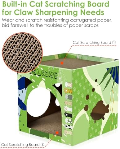 Bissap 2PCS Cat Cardboard House, Large Thickened Play House - Image 2