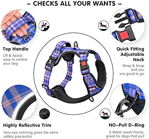 PoyPet Plaid Dog Harness Large, No Pull Vest - Image 3