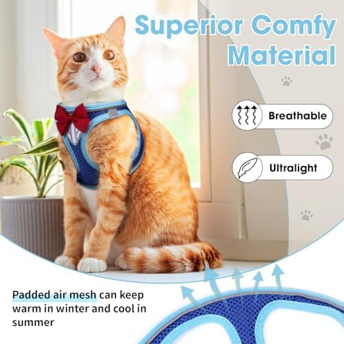Cat Vest Harness and Leash Set, Escape Proof Kitten Harness Blue XS - Image 3