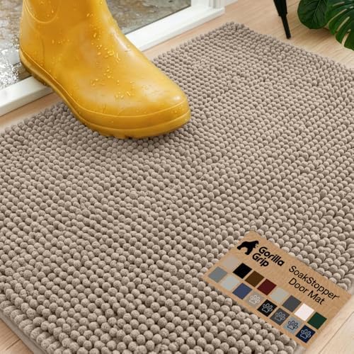 GORILLA GRIP SoakSTOPPER Dog Door Mat, Machine Wash and Dry, 30x20 Beige by GorillaGrip