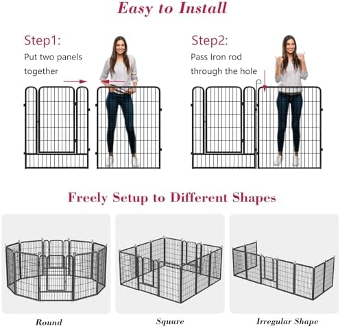 Dog Playpen Outdoor, 40 inch 10 Panels Heavy Duty Dog Fence - Image 5
