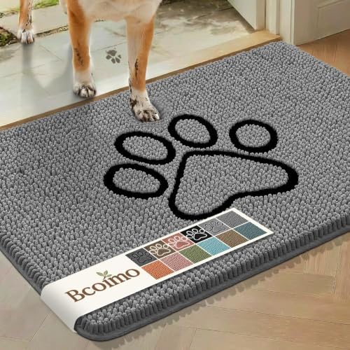 Bcoimo Dog Door Mat for Muddy Paws – Super Absorbent & Quick Dry Chenille by Bcoimo