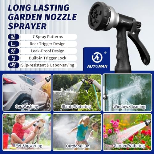 AUTOMAN-Garden-Hose-Nozzle, ABS Water Spray Nozzle, 7 Adjustable Watering - Image 5