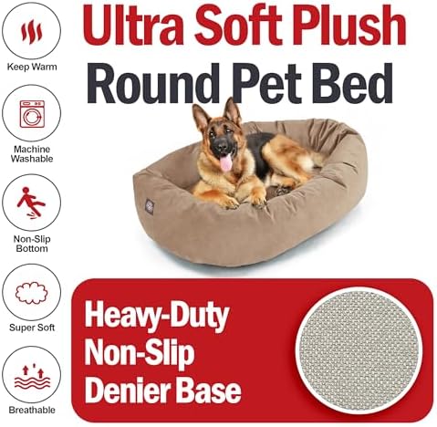 Majestic Pet 52 Inch Suede Calming Dog Bed Washable – Cozy Soft Round Dog Bed - Image 6