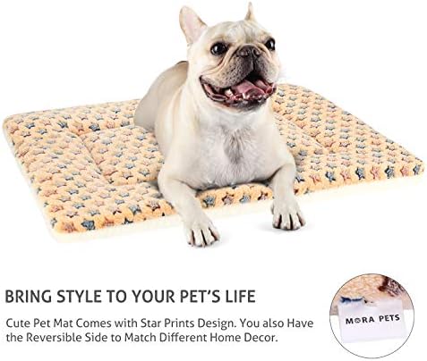 Mora Pets Dog Crate Pad Bed Ultra Soft Pet Mat Star Print Brown 29 x21 Inch - Image 4