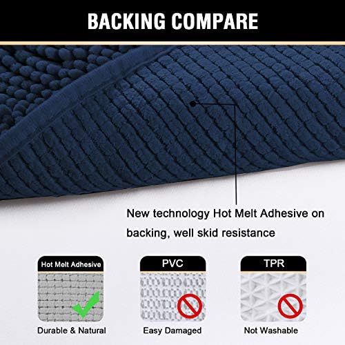 H.VERSAILTEX Navy Bath Mat, Bathroom Rug 36 x 24 Non Slip Bath Mats - Image 6