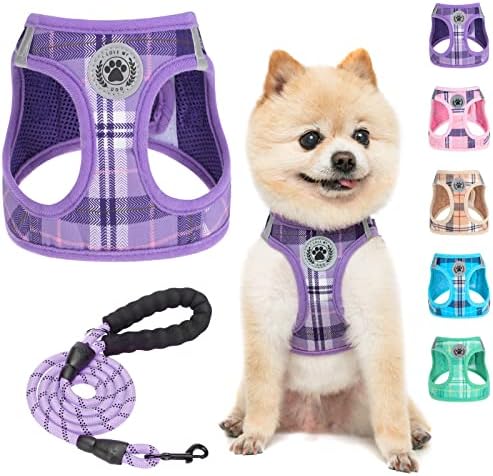 BEAUTYZOO Small Dog Harness and Leash Set, No Pull Puppy Pet Vest-Purple by BEAUTYZOO