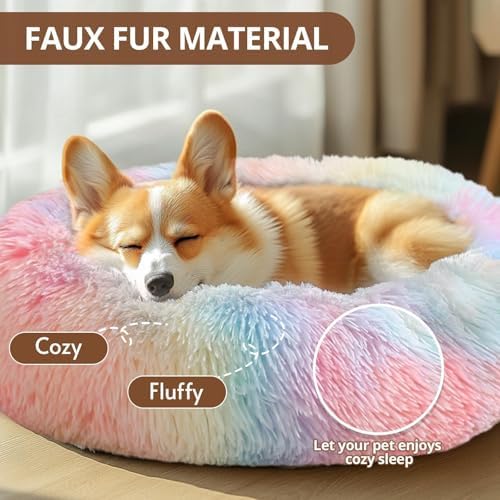 JOLLYVOGUE Calming Dog Bed Medium Size Dog, Anti-Anxiety Donut Medium Pet Bed - Image 2