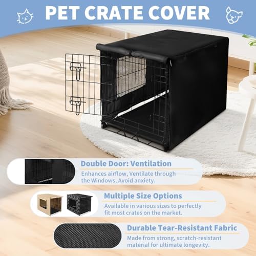 X-ZONE PET Dog Crate Cover Waterproof Kennel Cover, 36 in Black - Image 2