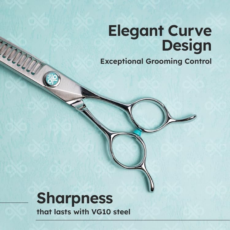 7.5” Curved Dog Grooming Chunker Scissors – 26 Teeth, VG10 Japanese Steel - Image 2