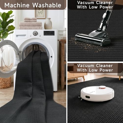 Upgraded Waffle Bathroom Rug: 2x3 Rug Super Absorbent Door Mat Black - Image 4