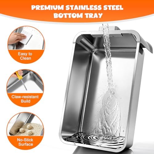 Homegroove Enclosed Stainless Steel Cat Litter Box - Image 6