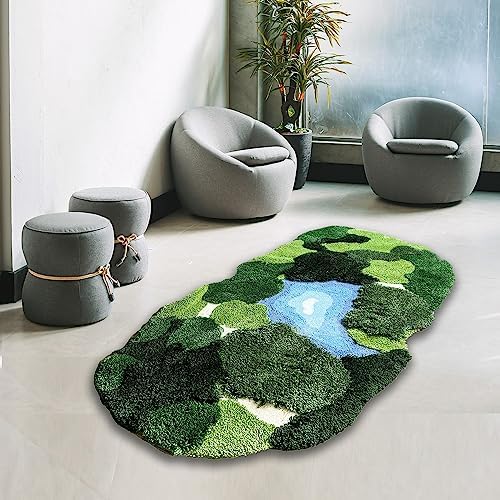 3x5 Feet 3D Moss Rug, Shag Carpet Tropical Area Rugs Non Slip Turf Rug Indoor - Image 2