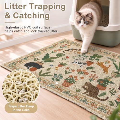 Unicorn Catcher 40"x30" Cat Litter Mat Non-Slip Washable Litter Box Mat - Image 2