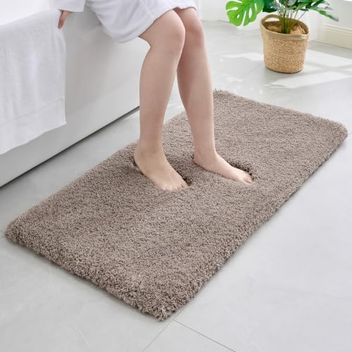 Disolla Taupe Grey Bathroom Rugs 24x36, Non-Slip Plush Thick Bath Mat by Disolla