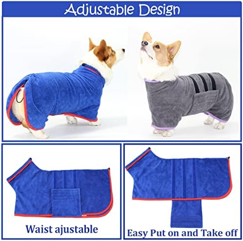 Dog Bathrobe Towel Dog Drying Coat Microfiber Absorbent Fast Drying Robes - Image 4