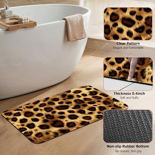 Non Slip Bath Mat, Leopard Print Bathroom Decor, Skin Texture Diatomaceous Bath - Image 4