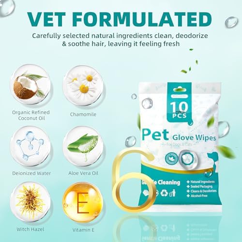 MEDUWEDU No-Rinse Pet Glove Wipes – 5-Finger Design, Coconut Oil & Aloe - Image 3