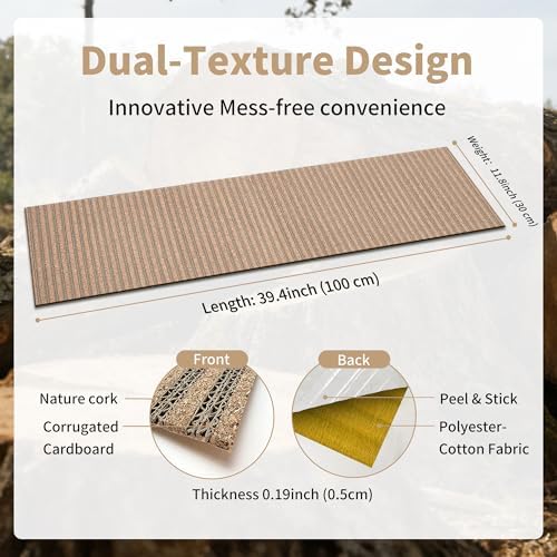 Natural Cork Cat Scratcher Mat, Self-Stick & Trimmable Furniture Protector - Image 3