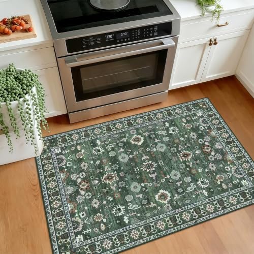 Small Area Rugs 2x3 for Entry Bathroom Kitchen Bedroom Carpet 2x3 Green - Image 4