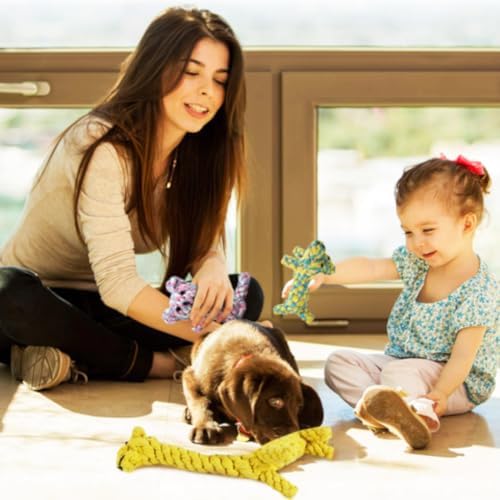 SunGrow Cotton Rope Knot Puppy & Ferret Toys, Tough Teething Chewable Teddy Bear - Image 4