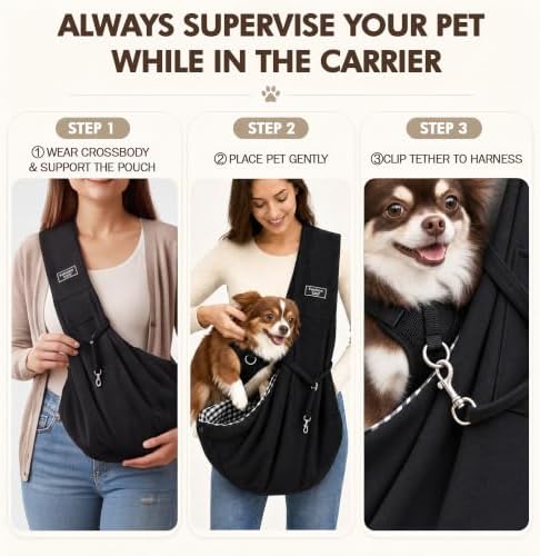 Thalirem Dog Sling Carrier for Small Breeds and Cats, Hands-Free Puppy Carrier - Image 7
