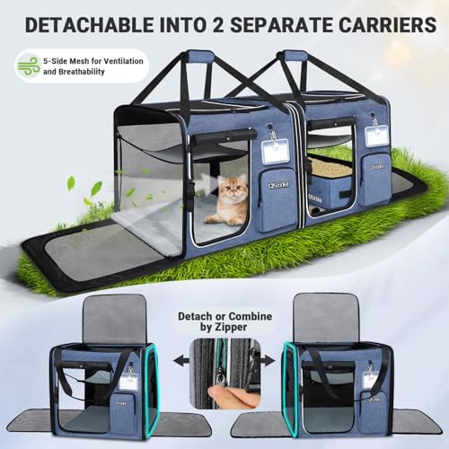 Petskd 2 in 1 Double Cat Car Travel Carrier - Image 5