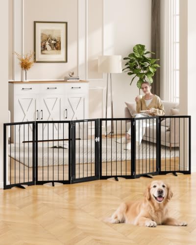 32" Extra Tall Free Standing Dog Gate Indoor, Foldable Pet Gate by Cideny